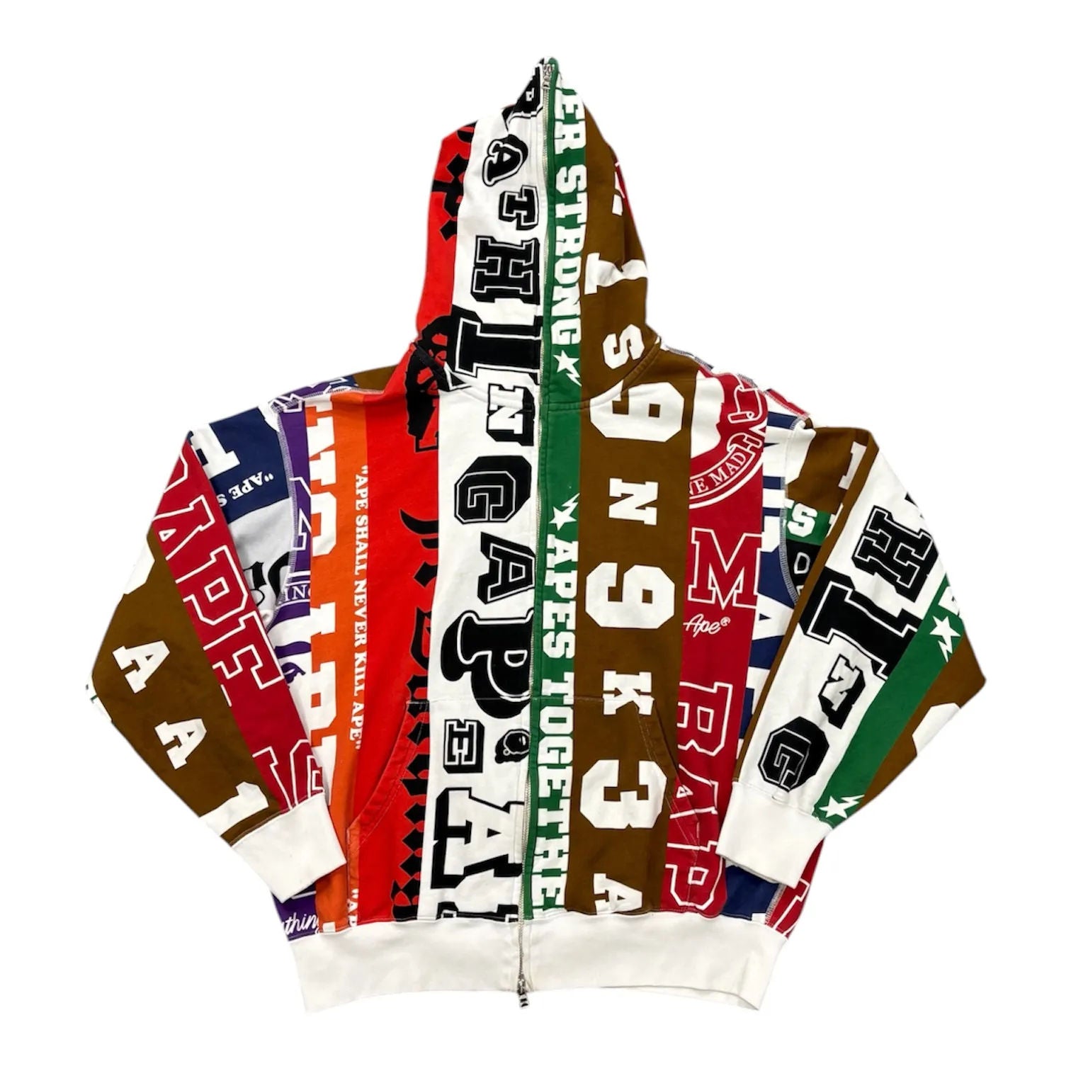 BAPE Fans Scarf Full Zip Hoodie Multicolor - Preowned