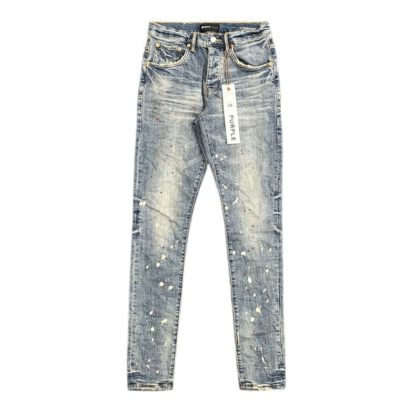 Purple Brand Paint Splatter Slim Jeans (Vintage Spotted Indigo) - Preowned