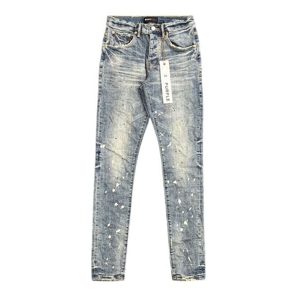 Purple Brand Paint Splatter Slim Jeans (Vintage Spotted Indigo) - Preowned