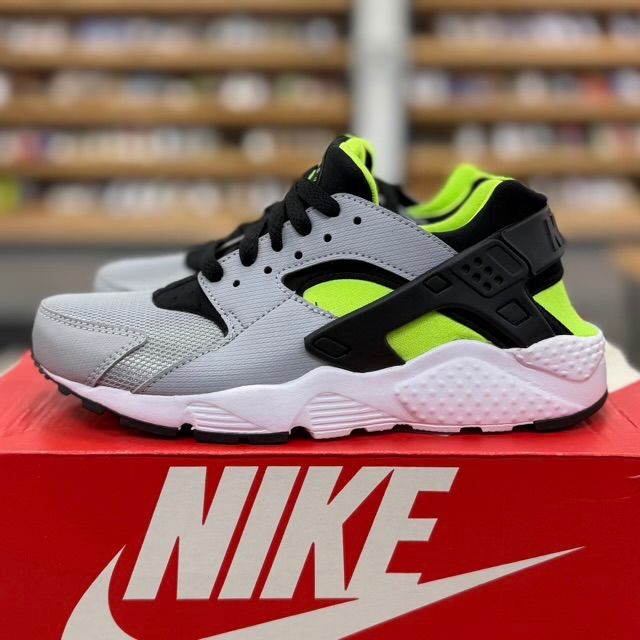 Nike Air Huarache Wolf Grey Electric Green (GS) - Preowned