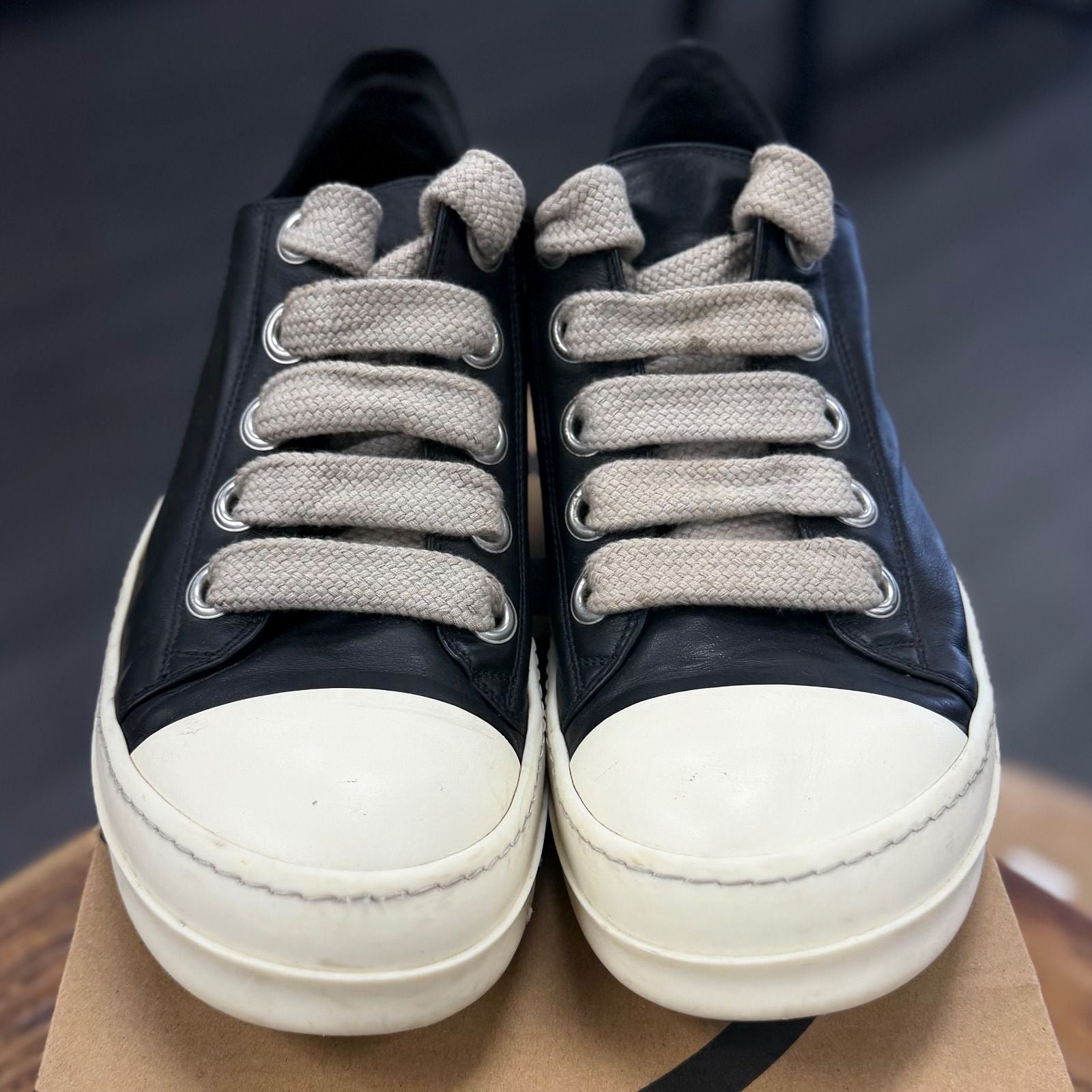 Rick Owens Concordians Jumbo Laced Low Black Milk - Preowned