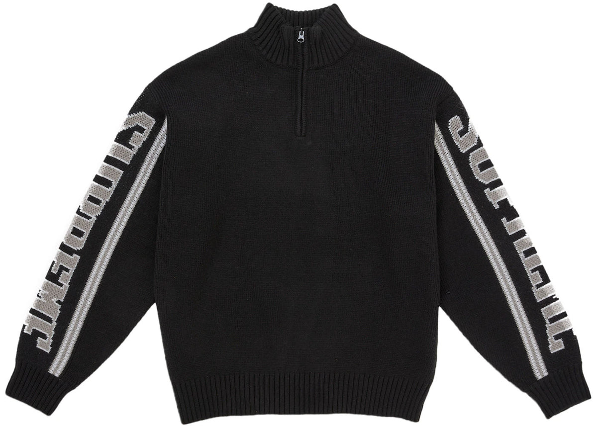 Supreme Jacquard Sleeve Half Zip Sweater (Black)