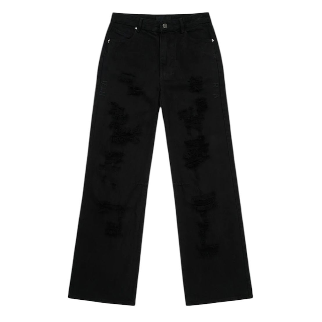 RTA Jamie Wide Leg Flared Jean Scratched (Black)
