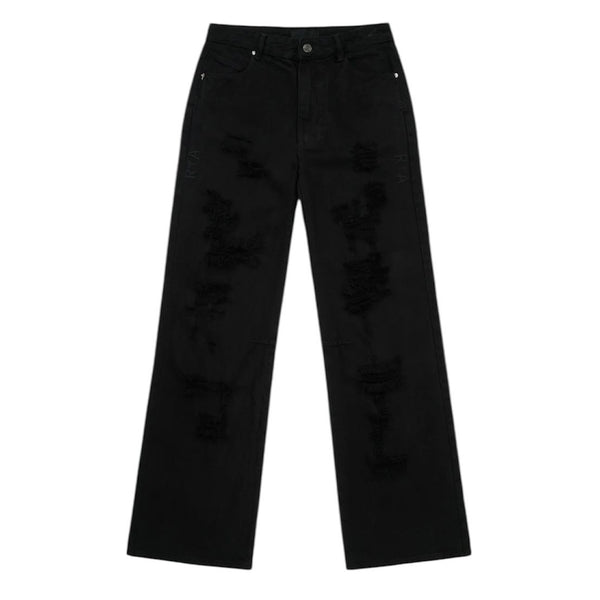 RTA Jamie Wide Leg Flared Jean Scratched (Black)