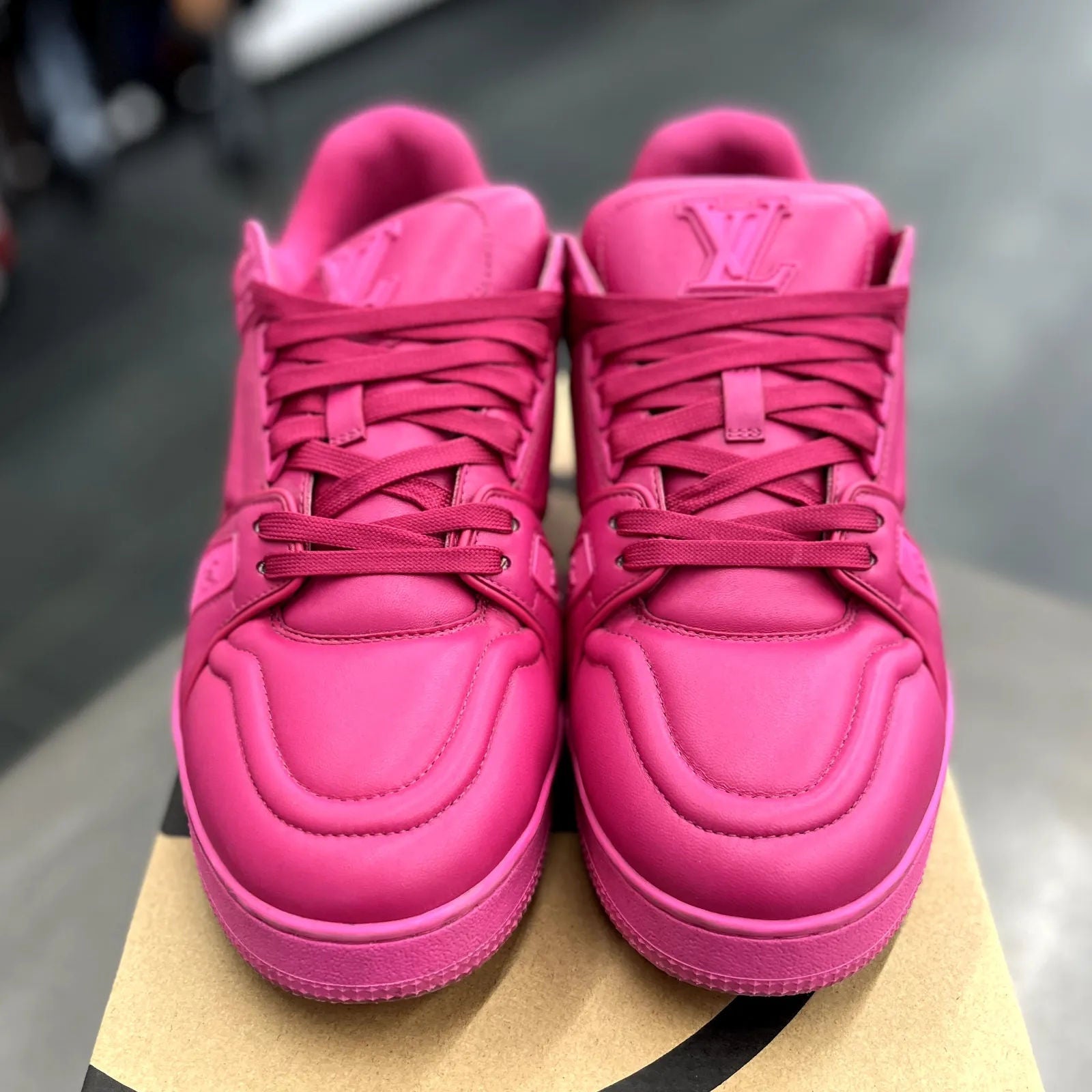 Louis Vuitton LV Calfskin Trainer Sneakers Fuchsia - Preowned