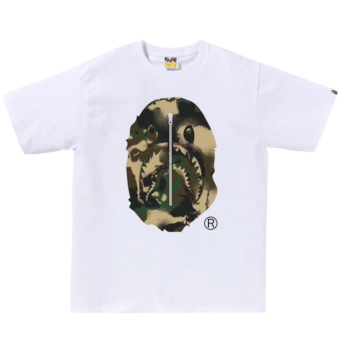 Bape Map Camo Ape Head Shark Tee (White/Green)