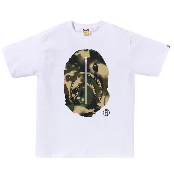 Bape Map Camo Ape Head Shark Tee (White/Green)