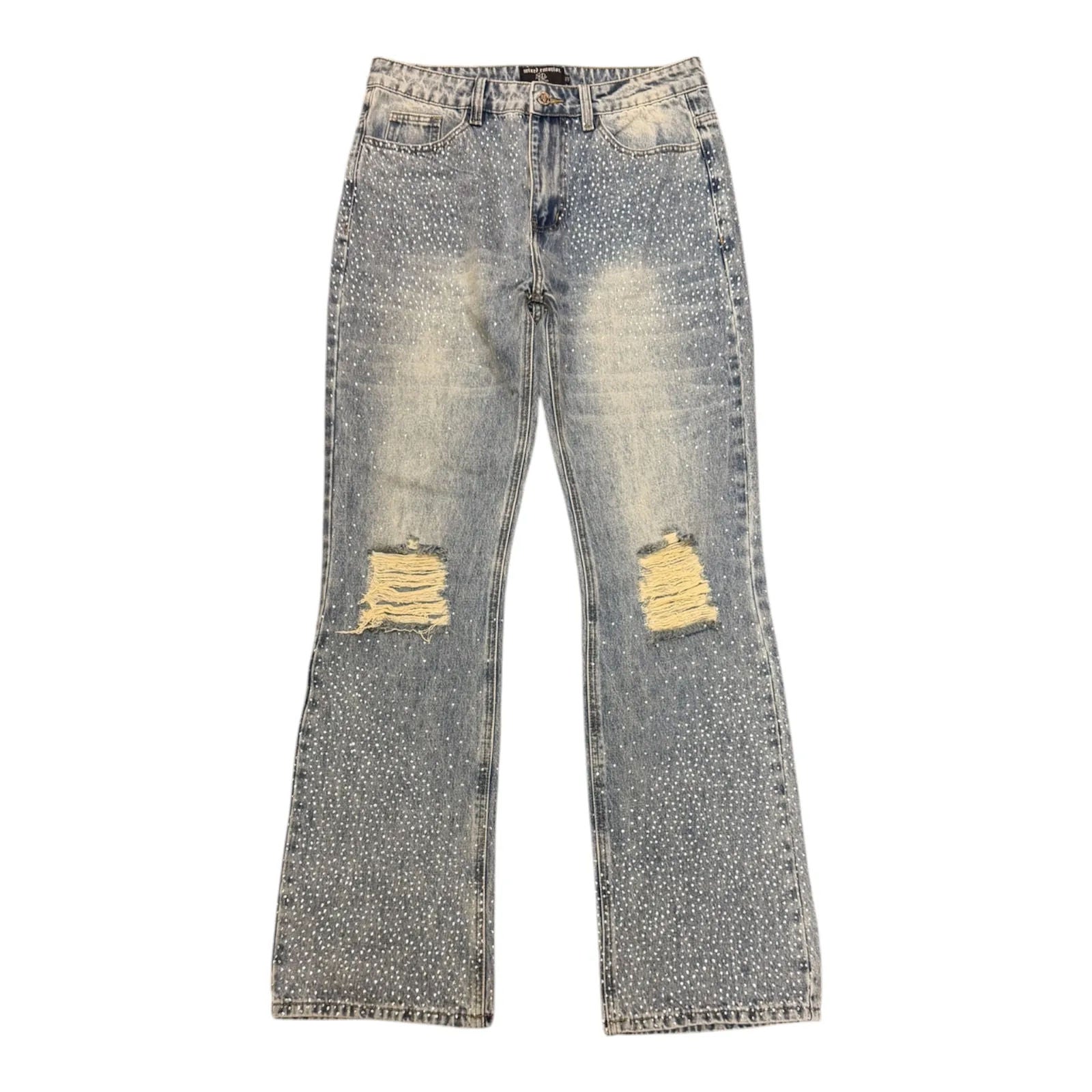 Mixed Emotion Rhinestone Jean (Indigo) - Preowned
