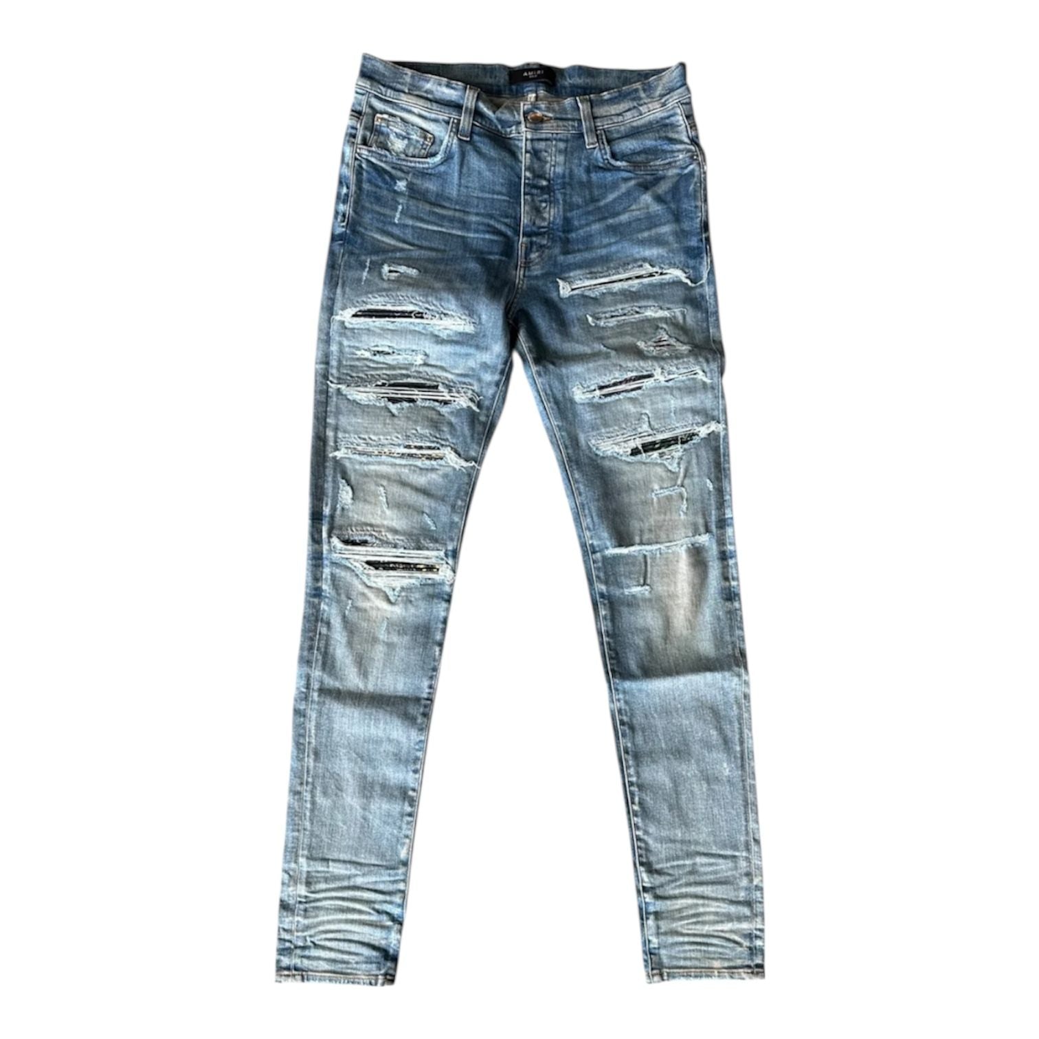 Amiri Rainbow Bandana Patch Thrasher Jeans (Clay Indigo)