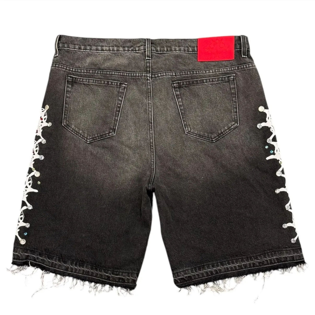 Sp5der Web Stone Denim Shorts (Black Wash) - Preowned