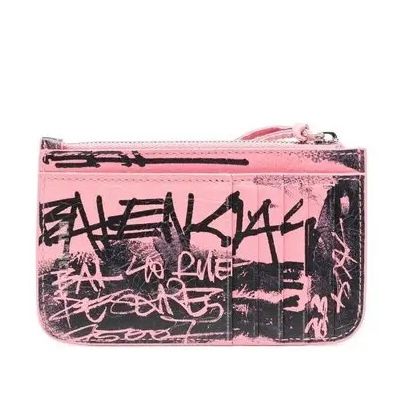 Balenciaga Le Cagole Graffiti-Print Wallet Pink