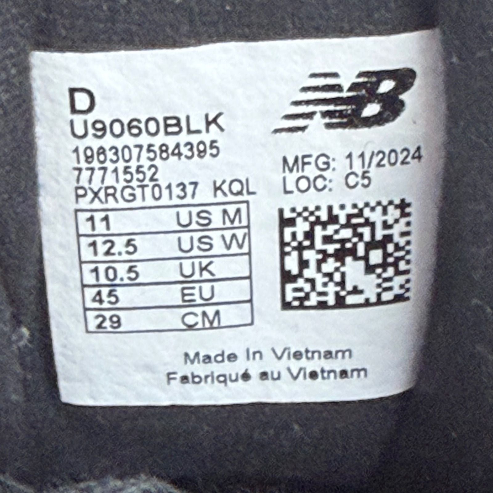 New Balance 9060 Black Castlerock Grey - Preowned