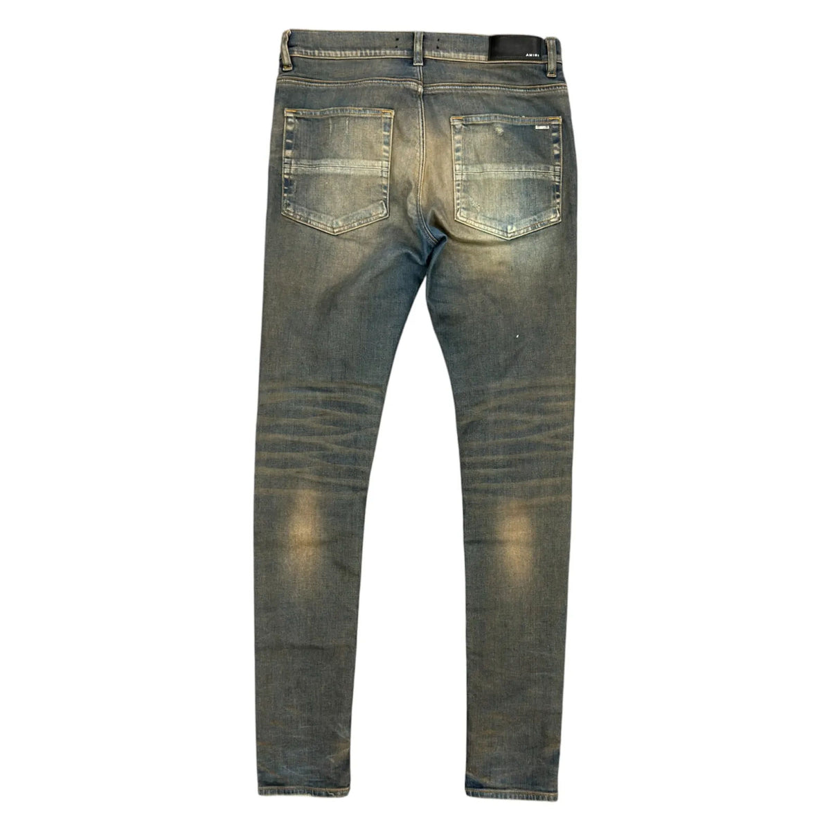 Amiri MX1 Black Leather Patch (Stone Wash) - Preowned