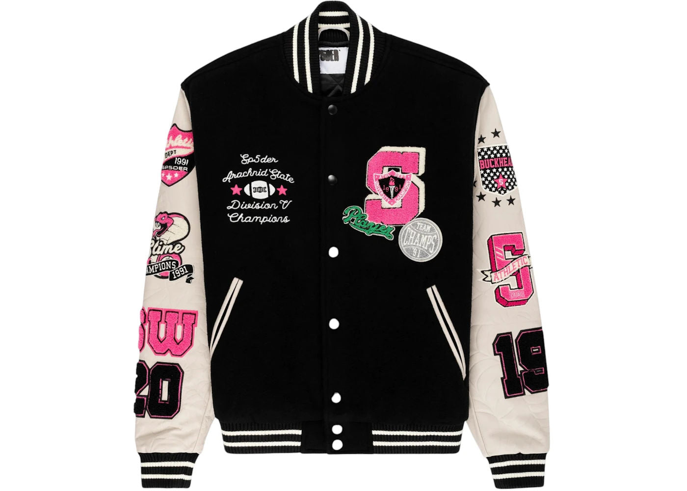 Sp5der Division 5 Varsity Jacket (Black) - Preowned