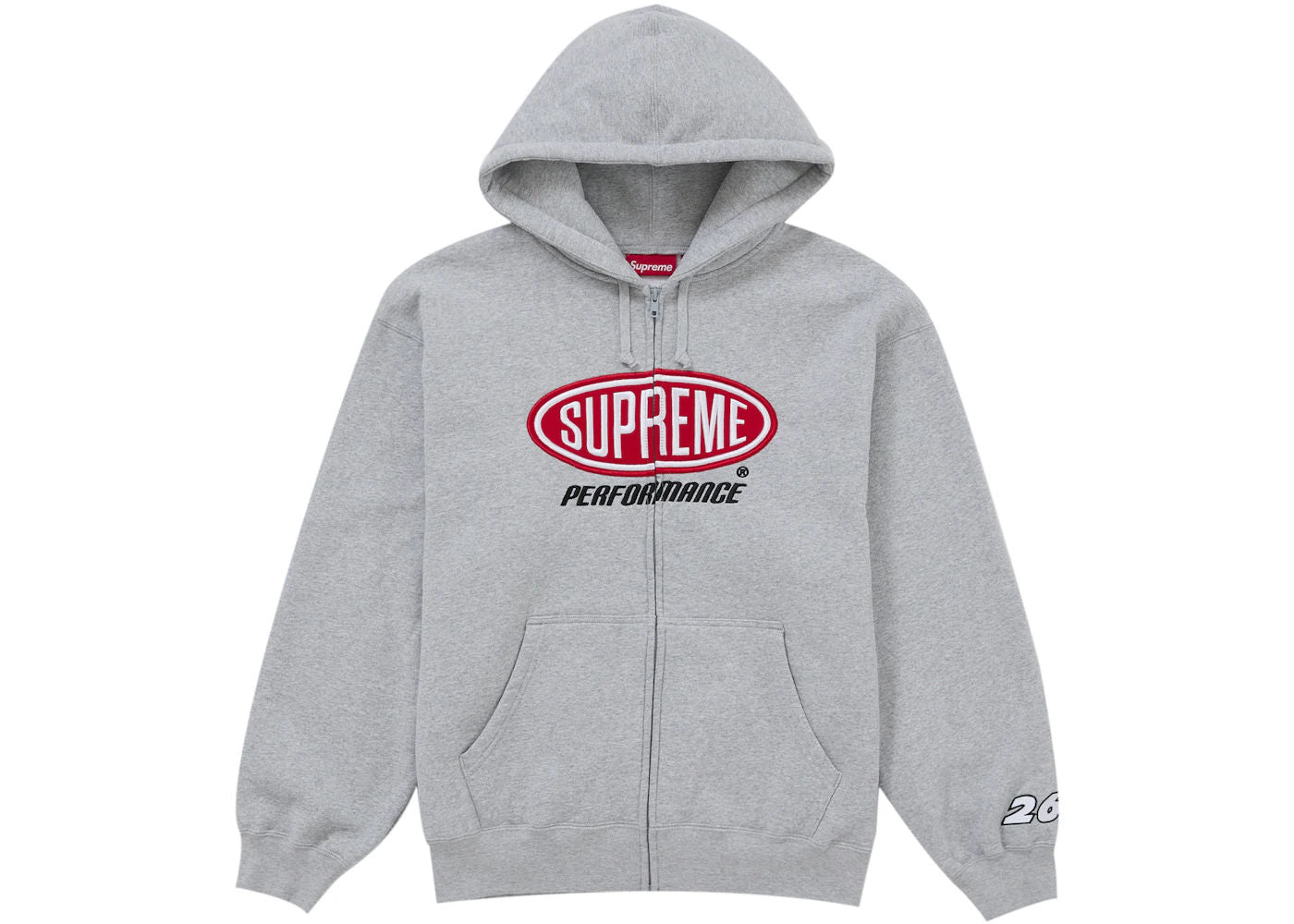 Supreme Performance Zip Up Hooded Sweatshirt Grey