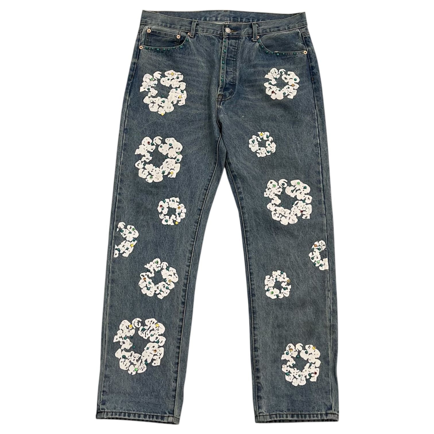 Denim Tears x Levi's 501 Cotton Rhinestone Wreath Jeans Indigo - Preowned