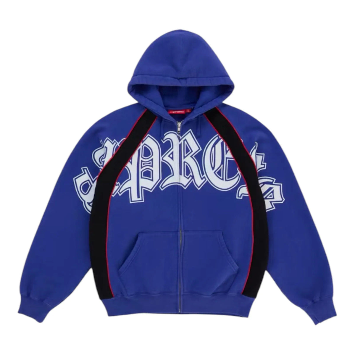 Supreme Paneled Zip Up Hooded Sweatshirt Blue