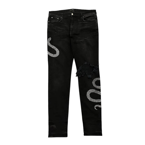 Amiri Snake Art Patch JEan (Black) - Preowned
