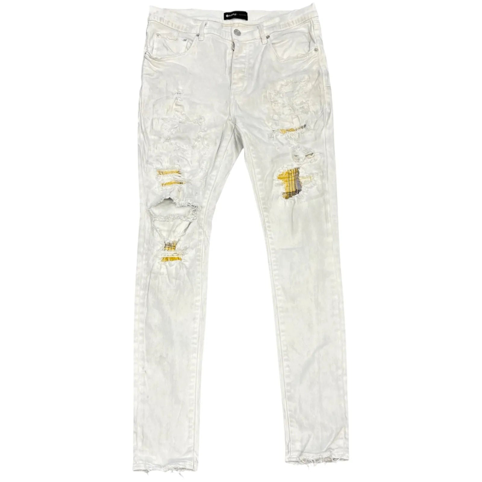 Purple Brand P.001 Jeans (Faded White Yellow Plaid) - Preowned