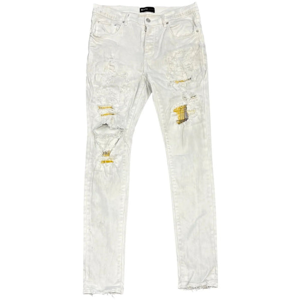 Purple Brand P.001 Jeans (Faded White Yellow Plaid) - Preowned