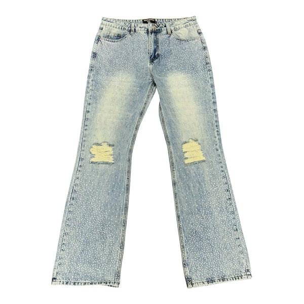 Mixed Emotion ME Rhinestone Jeans (Light Wash) - Preowned