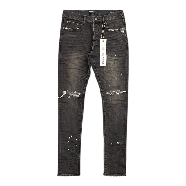 Purple Brand Ripped White Paint Skinny Jeans (Black Over Spray)