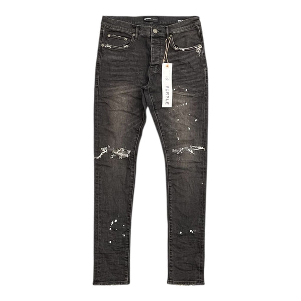 Purple Brand Ripped White Paint Skinny Jeans (Black Over Spray)