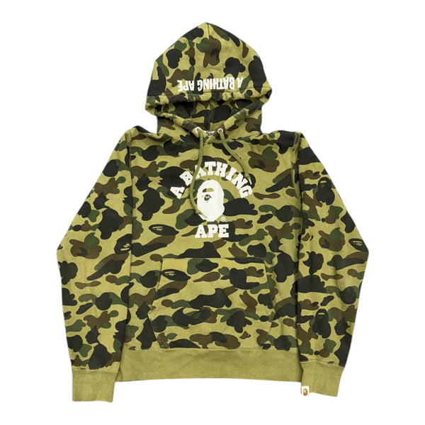 BAPE 1st Camo College Logo Pullover Hoodie Green - Preowned