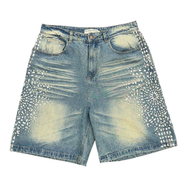 Vale Rhinestone Denim Short (Light Wash) - Preowned