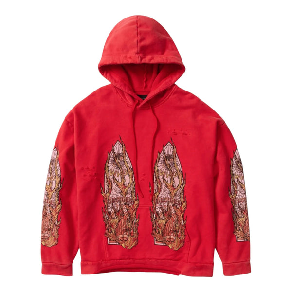 Who Decides War Flame Glass Hooded Pullover (Red)
