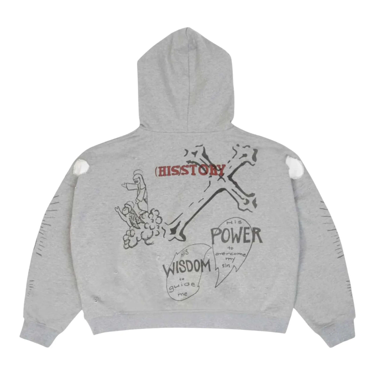 Righteous 3:16 Distressed Hoodie Grey - Preowned