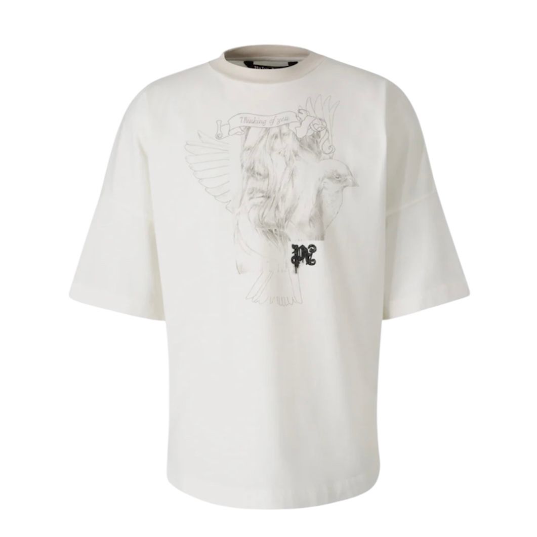 Palm Angels Portrait Pencil Over Tee (Off-White) - Preowned