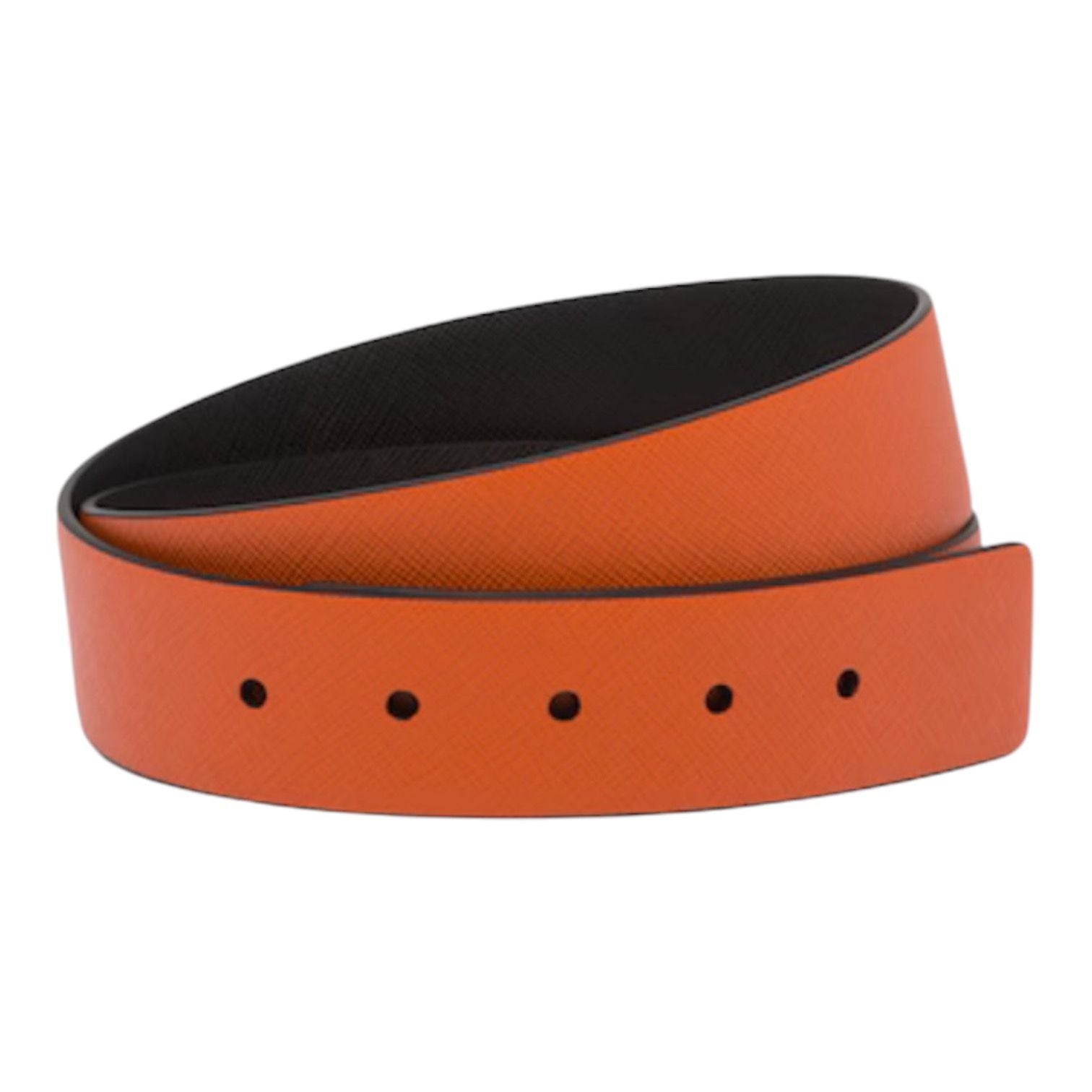 Prada Reversible Saffiano Leather Belt Strap (Papaya/Black)