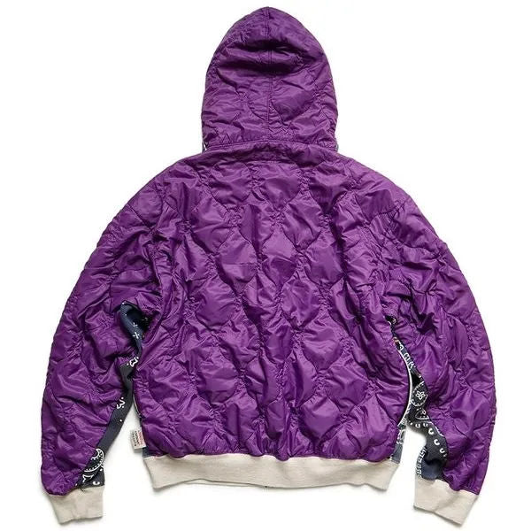 Kapital Half-Quilted Bandana Zip-Up Hoodie (Navy/Purple) - Preowned