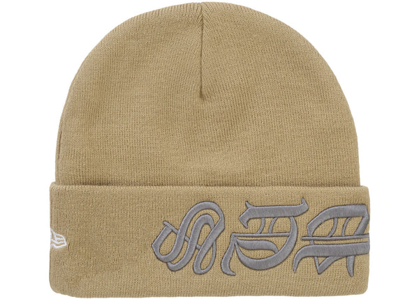 Supreme New Era Blackletter Beanie Tan
