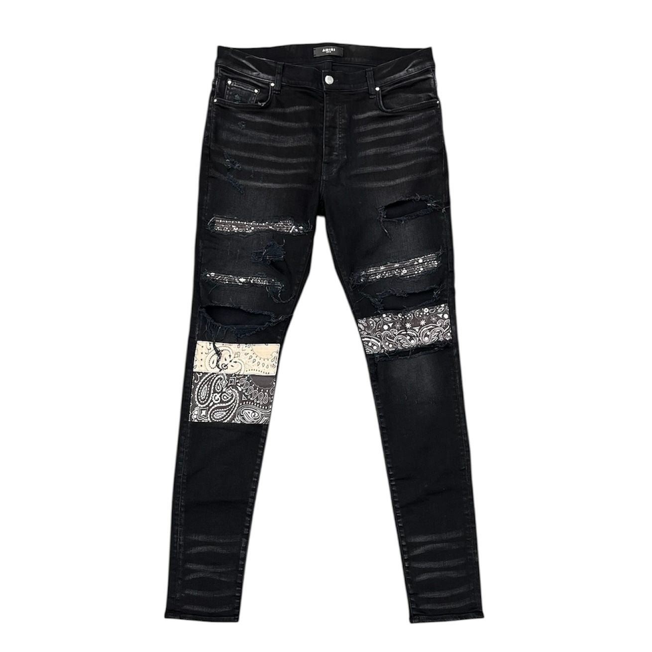 Amiri Bandana Art Patch Jean (Black) - Preowned