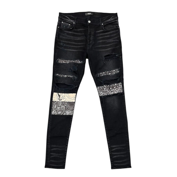 Amiri Bandana Art Patch Jean (Black) - Preowned