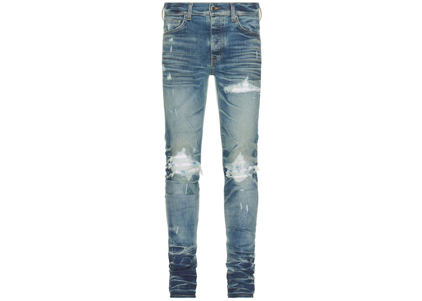 AMIRI Bleached MA Paisley MX1 Jeans Honeycomb/Indigo - Preowned