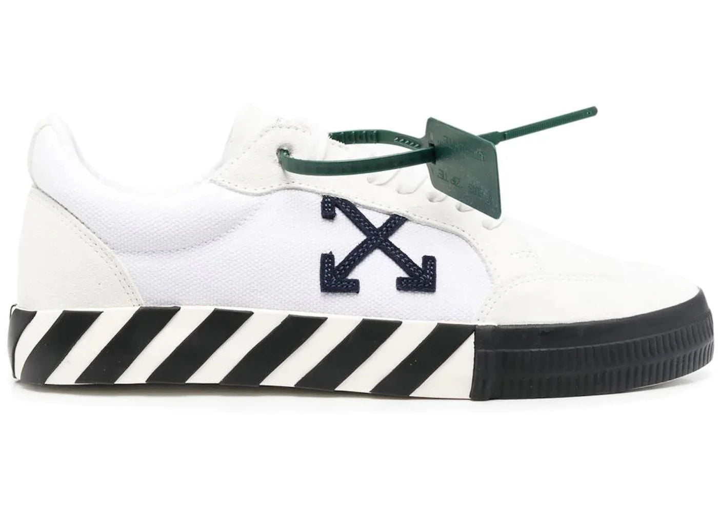 OFF-WHITE Low Vulcanized Canvas Suede White Navy Blue - Preowned