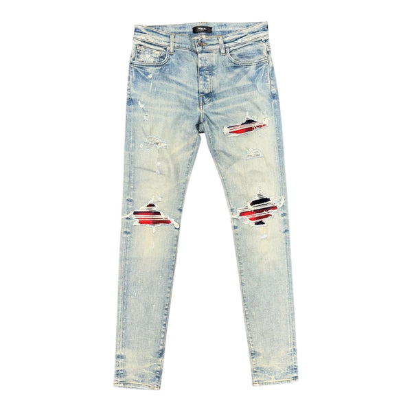 Amiri Amiri Plaid MX1 Clay Indigo/Red Jeans - Preowned