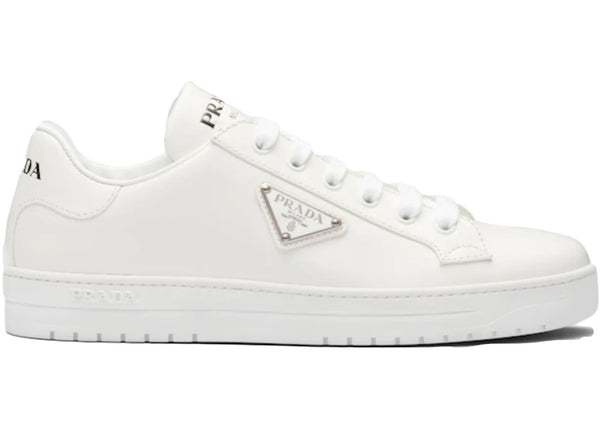 Prada Downtown Low Top Sneakers Leather White Silver