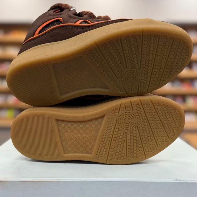 Lanvin SSense Exclusive Leather Curb Sneakers (Brown) - Preowned
