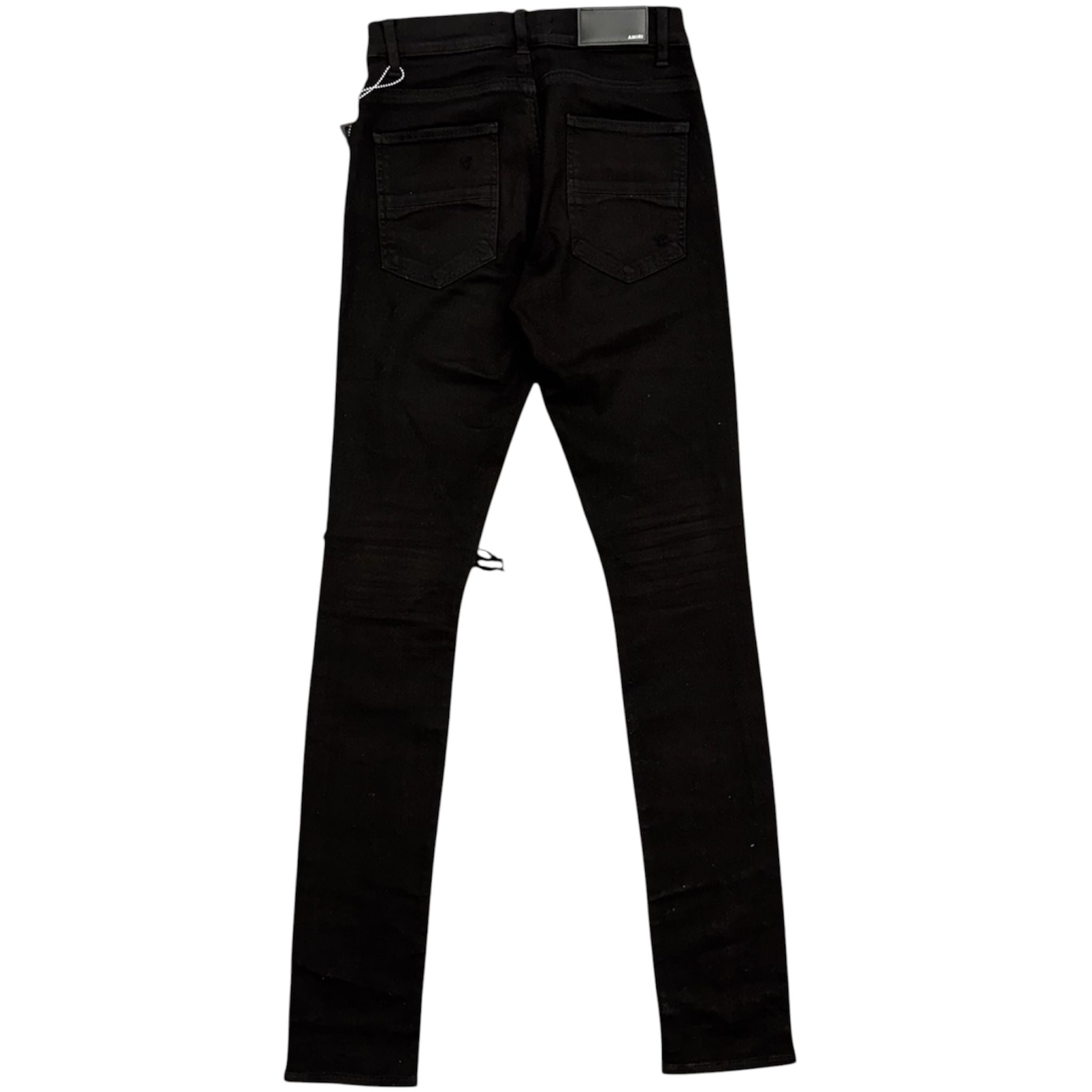 Amiri MX1 Black Leather Patch Jean (Black)