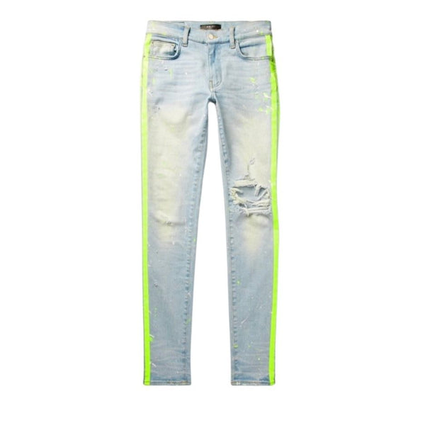 Amiri Brokem Painter Neon Striped Jean (Blue) - Preowned