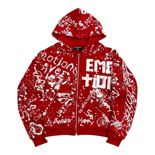 Mixed Emotion Graffiti Hoodie (Red)