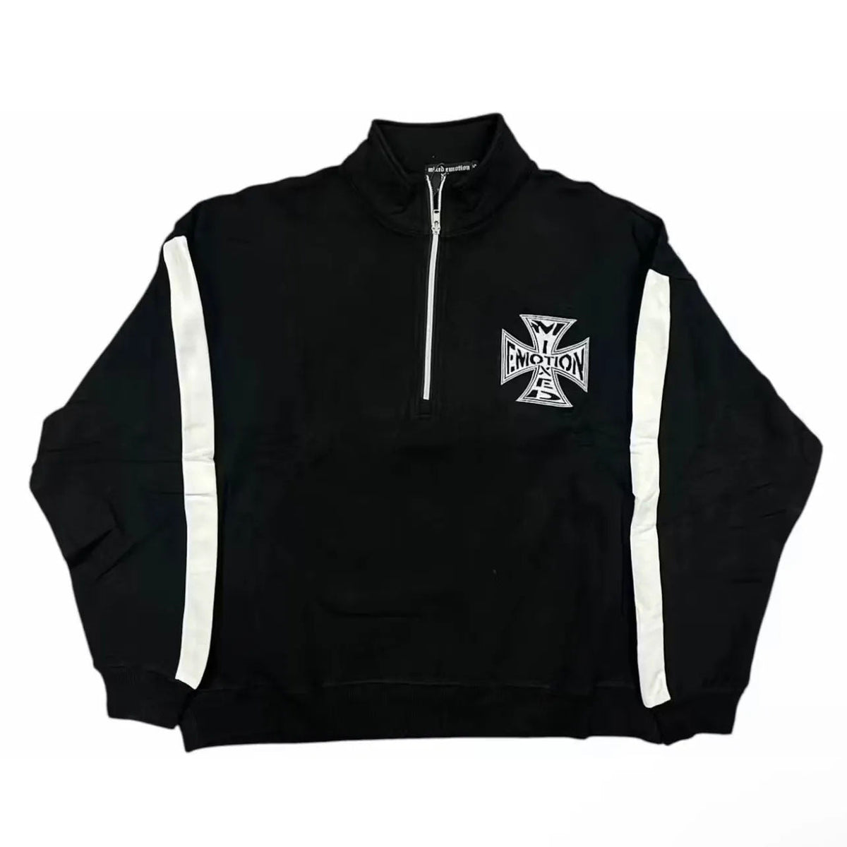 Mixed Emotion Quarter Zip Up Jacket (Black) - Preowned