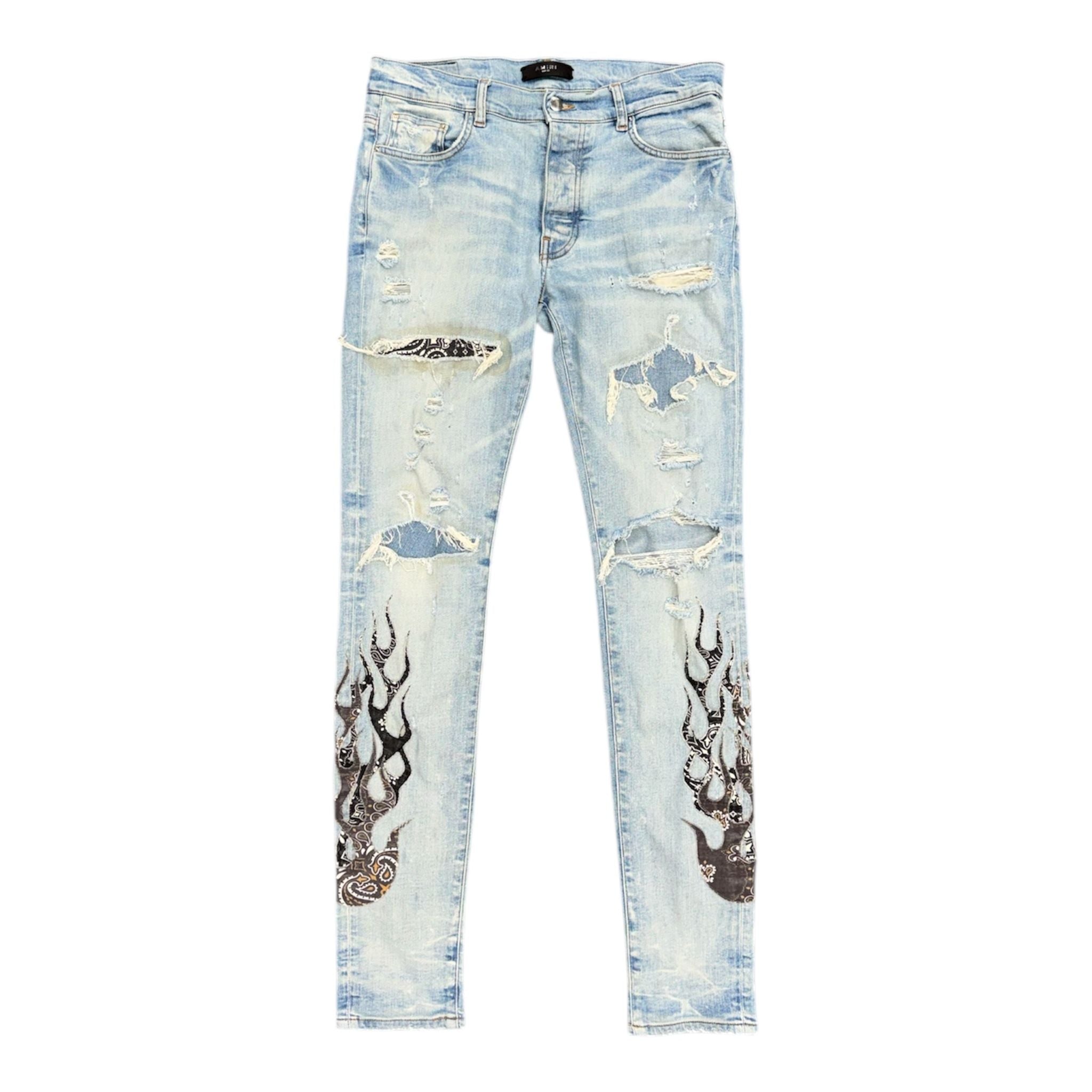 Amiri Bandana Flame Jean (Clay/Indigo/Black) - Preowned