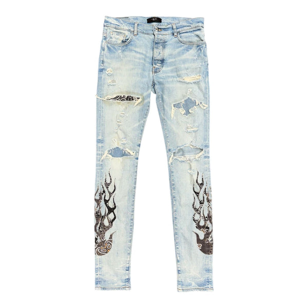 Amiri Bandana Flame Jean (Clay/Indigo/Black) - Preowned