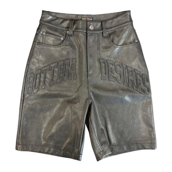 Bottega Desires Leather Shorts (Grey)