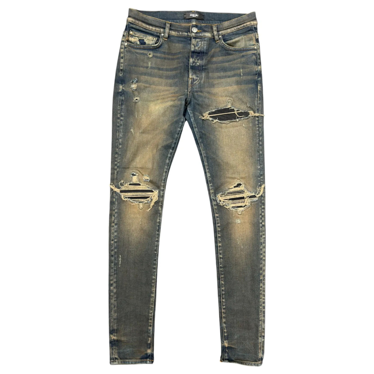 Amiri MX1 Black Leather Patch (Stone Wash) - Preowned